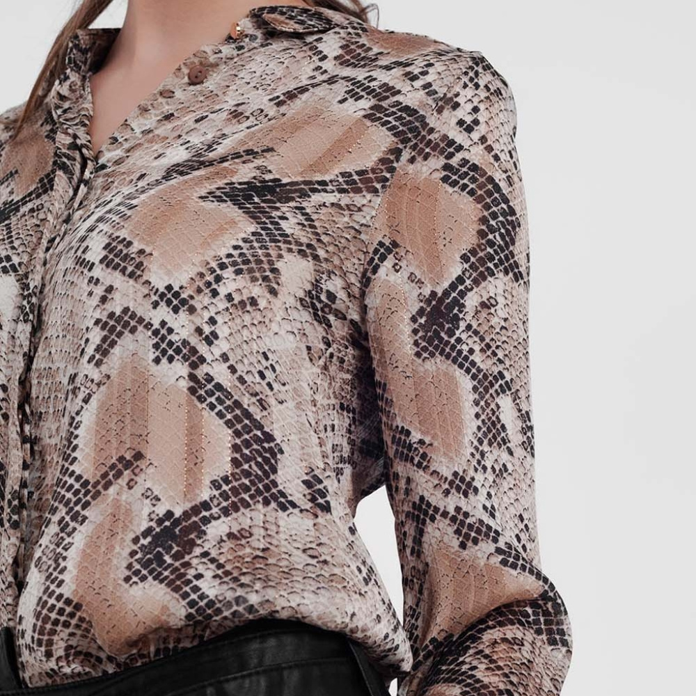 Q2🧡Beige Snake Print Top - Picture 3 of 3